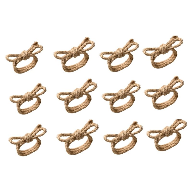 Linen Napkin Set - ABKP-12Pcs Linen Braided Bows Napkin Ring