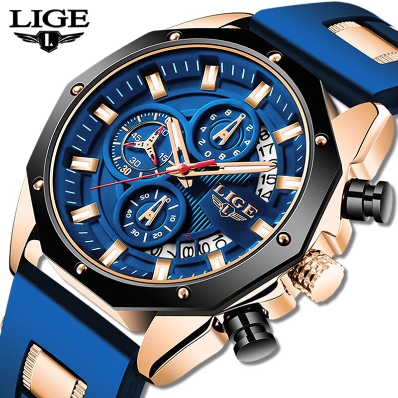 LIGE Fashion Men Watches Top B - Luxury Lifestyle Brand recension och pris