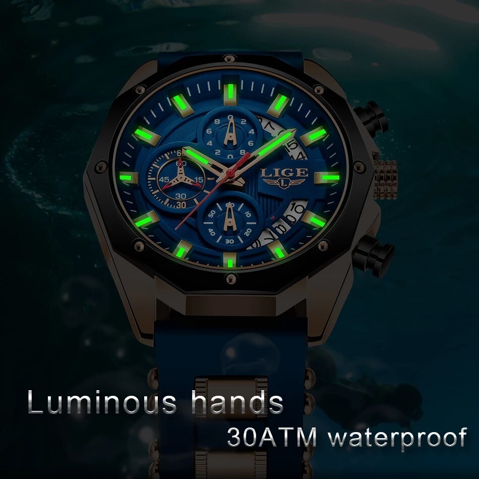 LIGE Fashion Men Watches Top B - Luxury Lifestyle Brand recension och pris