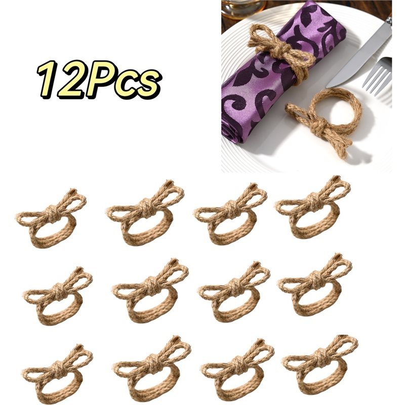 IALJ-12Pcs Linen Braided Bows  - Linen Napkin Set recension och pris